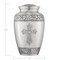 Adult Cremation Funeral Urn for Human Ashes, Pewter Etched Cross with Velvet Bag